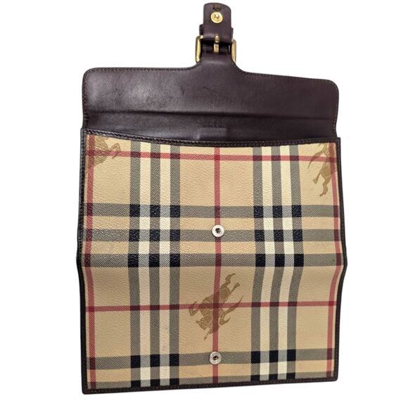 Authentic Burberry Haymarket Check Bifold Wallet w/ Gold Buckle - Picture 6 of 7